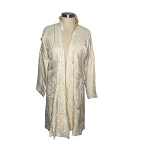 Chan Luu Sz S 100% Silk Embroidered Duster Jacket NO BELT